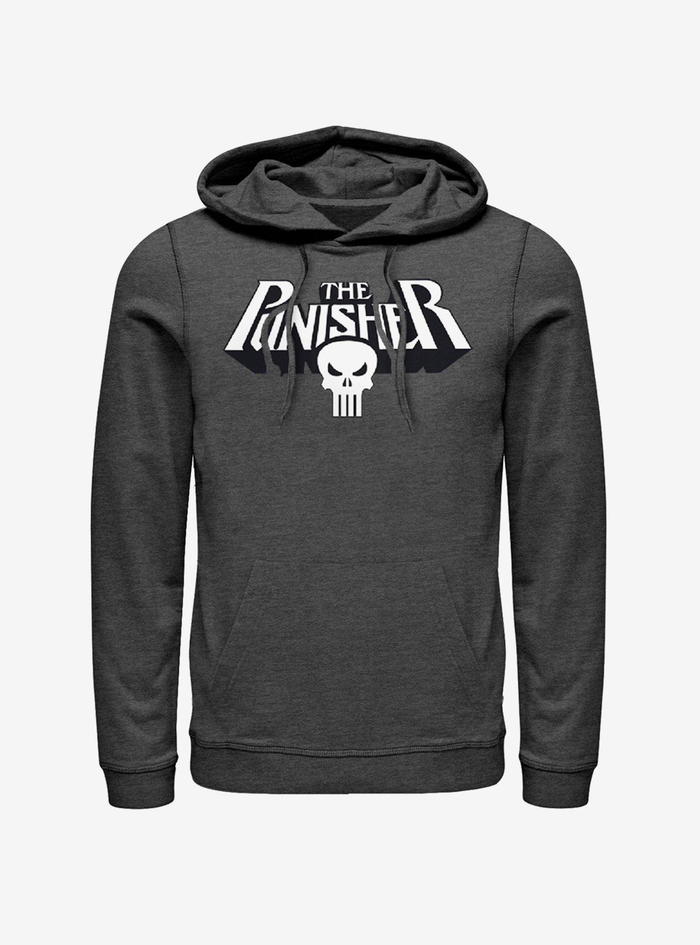 Marvel Punisher Skull Text Logo Hoodie - BLUE | Hot Topic