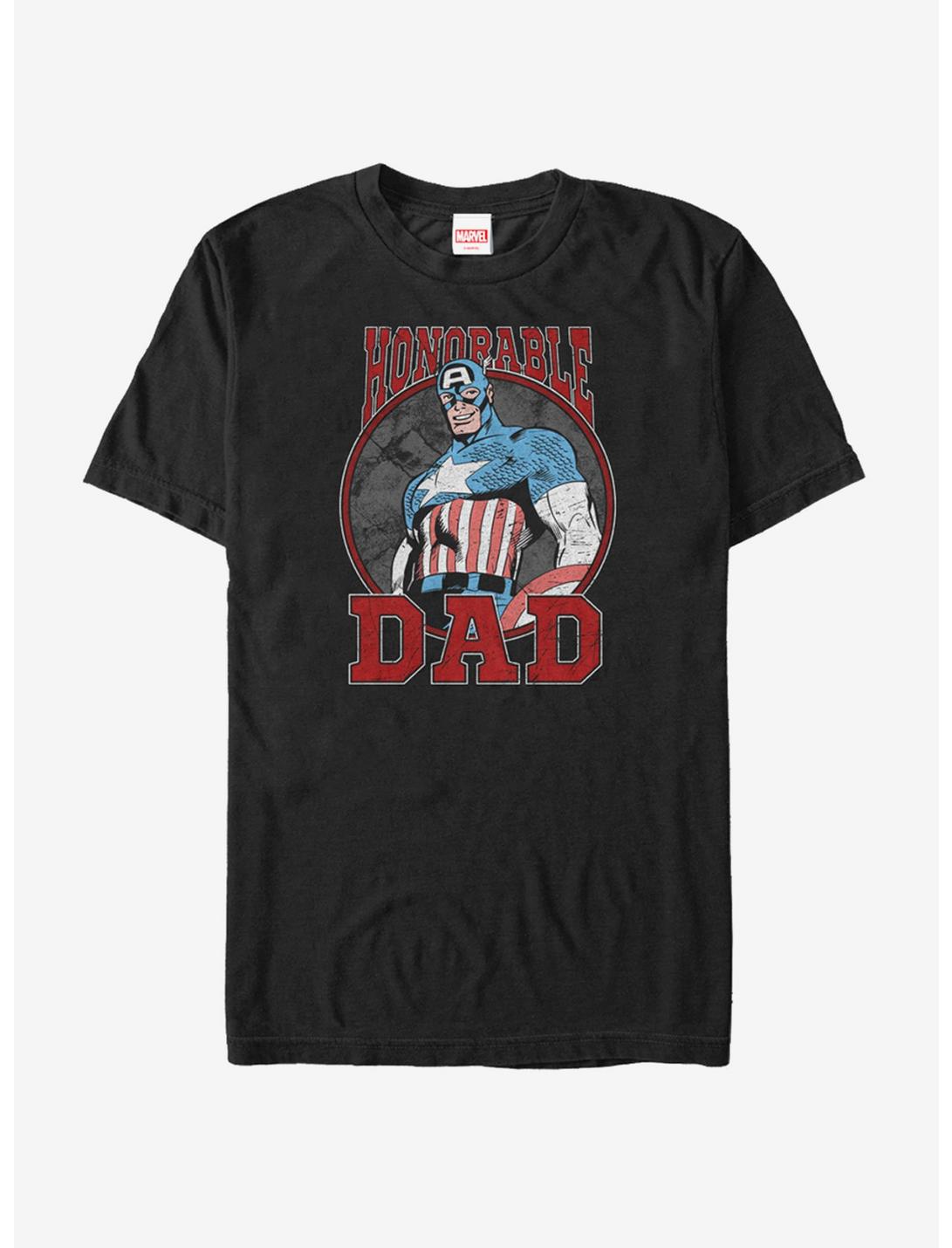 Plus Size Marvel Father's Day Captain America Honorable T-Shirt, BLACK, hi-res