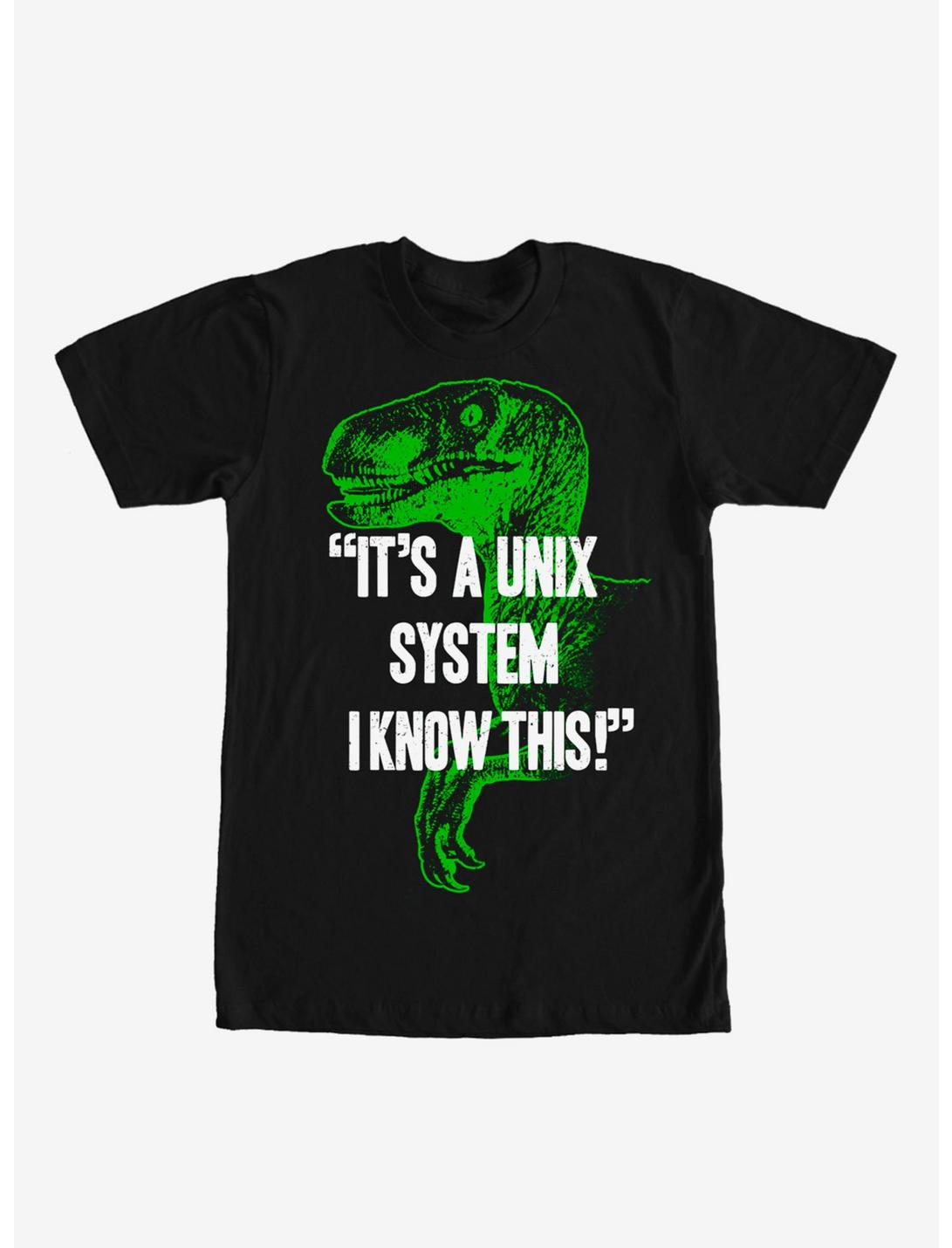 Jurassic Park Unix System Velociraptor T-Shirt, BLACK, hi-res