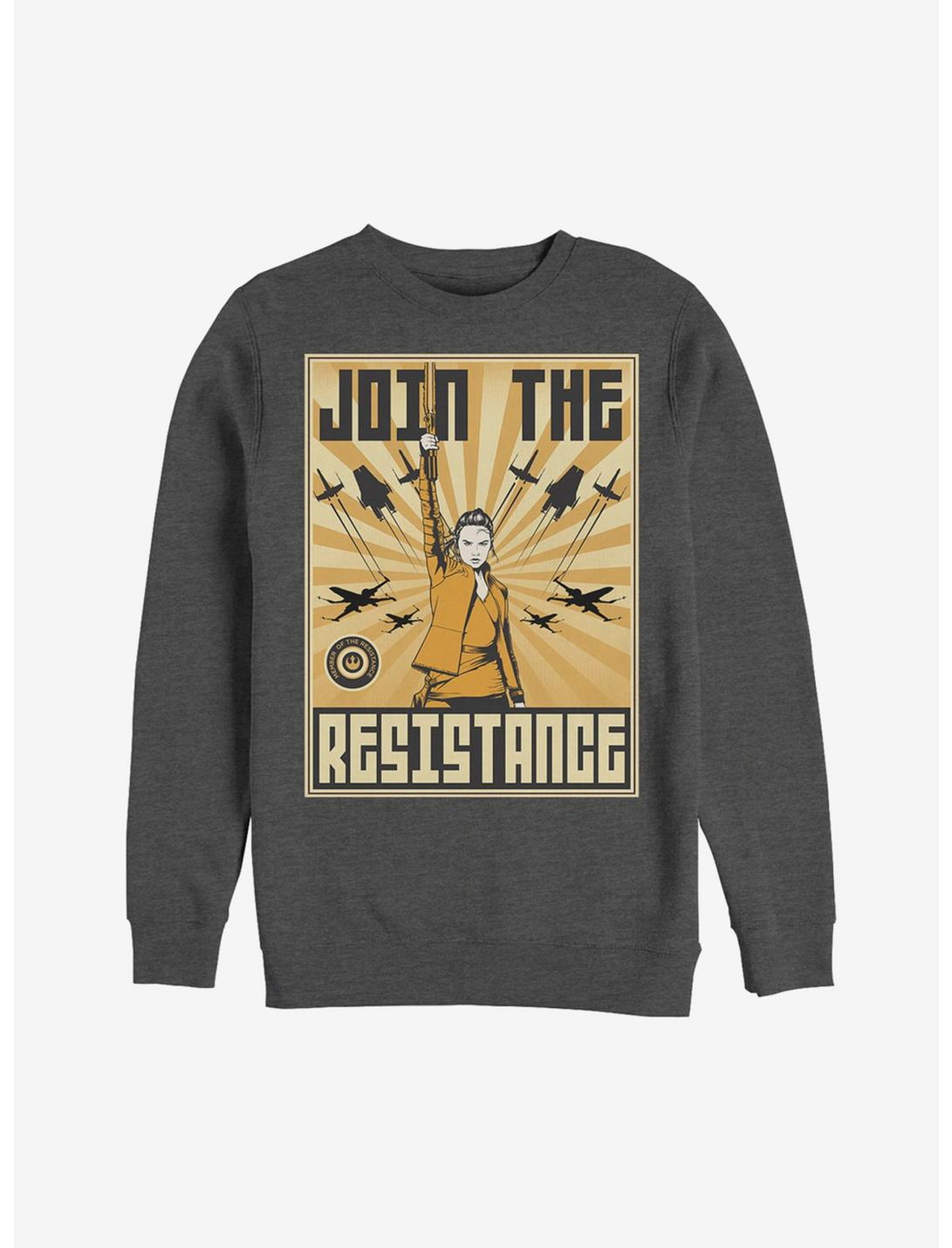 Star Wars Rey Resistance Propaganda Frame Sweatshirt, CHAR HTR, hi-res