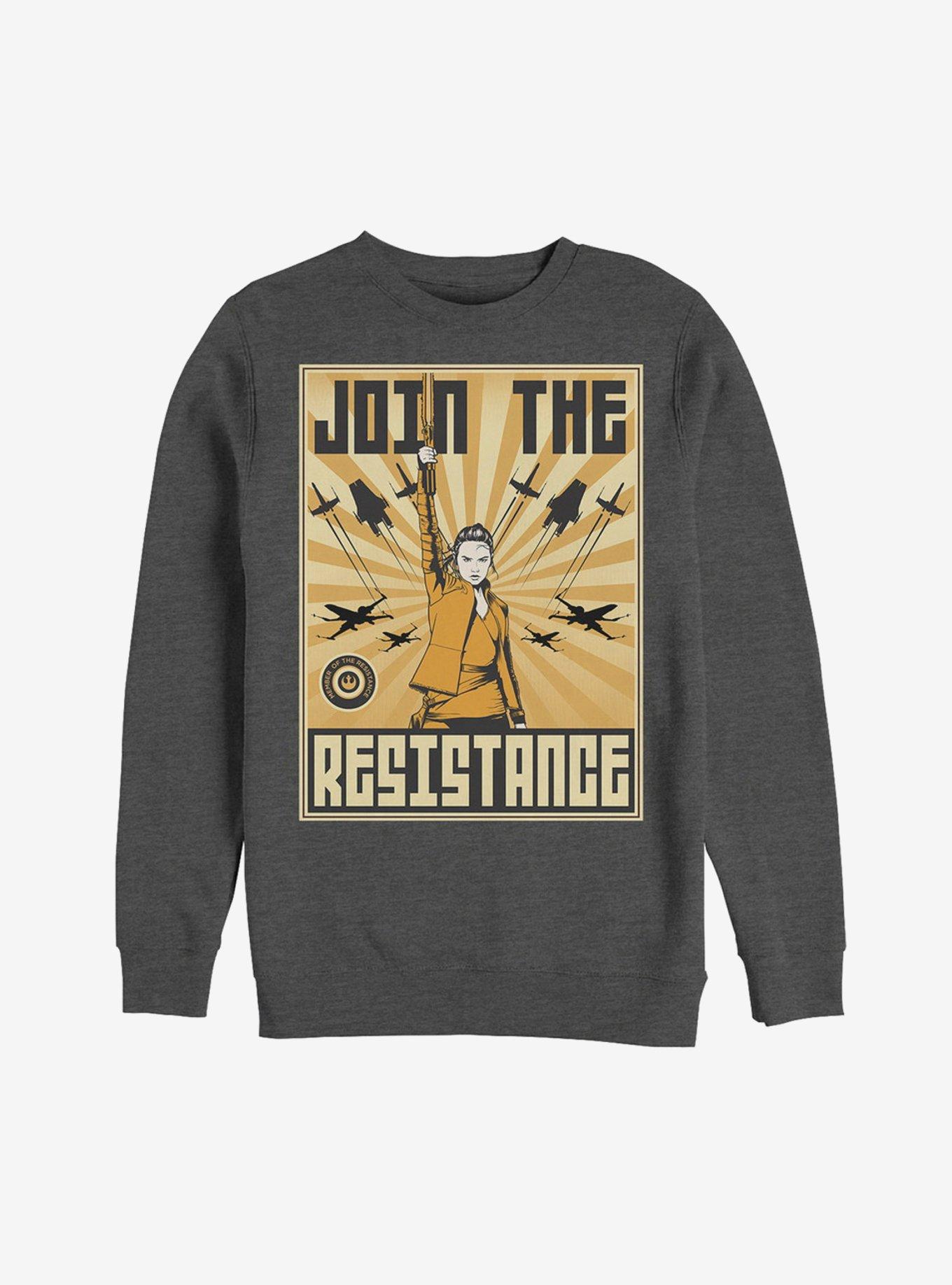 Star Wars Rey Resistance Propaganda Frame Sweatshirt, CHAR HTR, hi-res