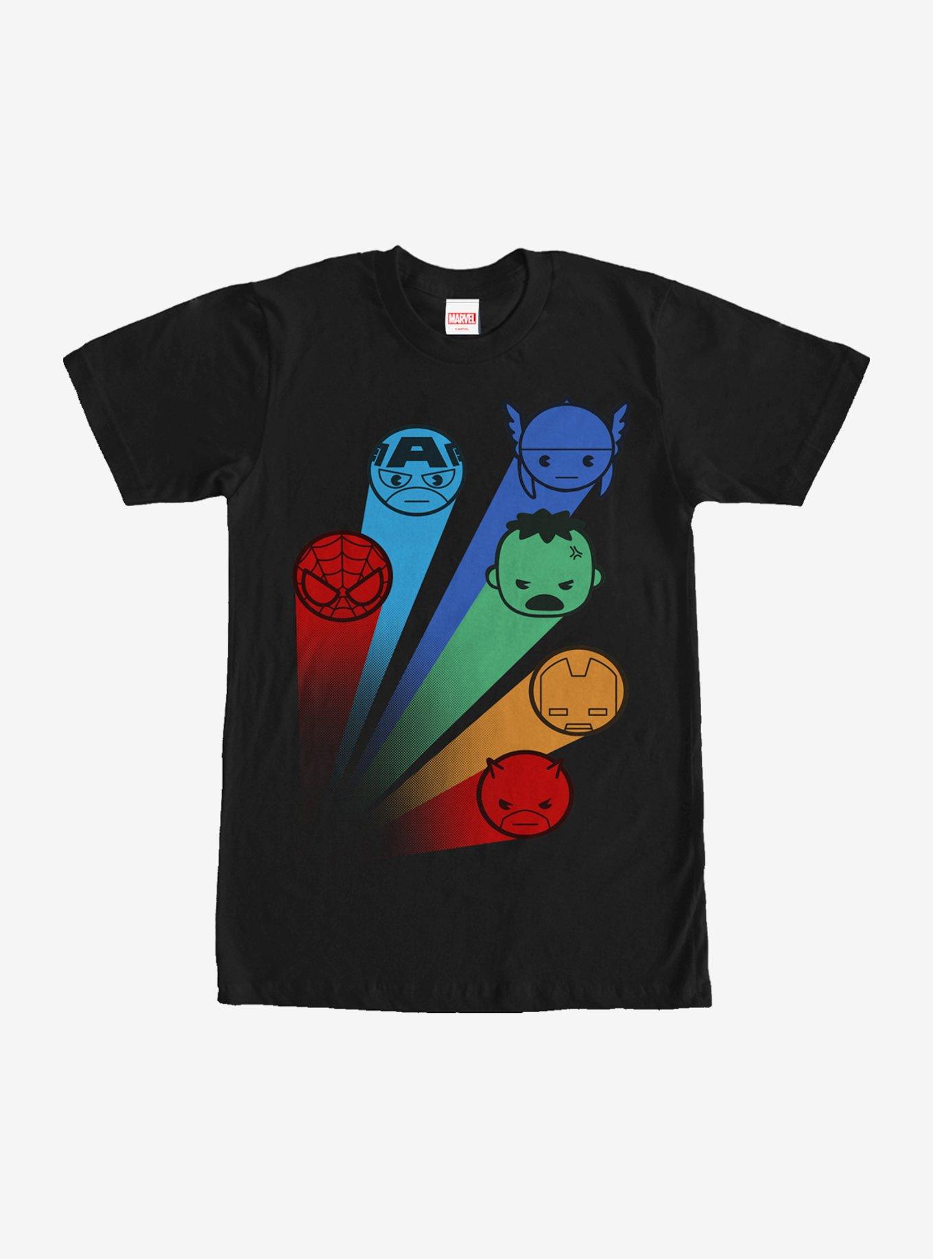 Marvel Avengers Kawaii Rainbow T-Shirt, BLACK, hi-res