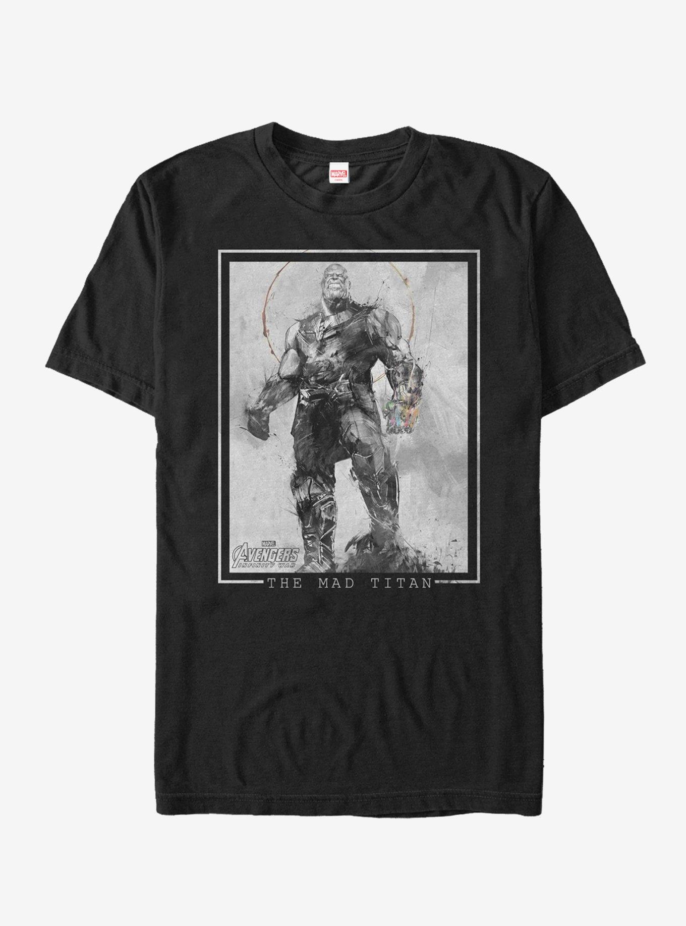 Marvel Avengers: Infinity War Thanos Grayscale T-Shirt, BLACK, hi-res