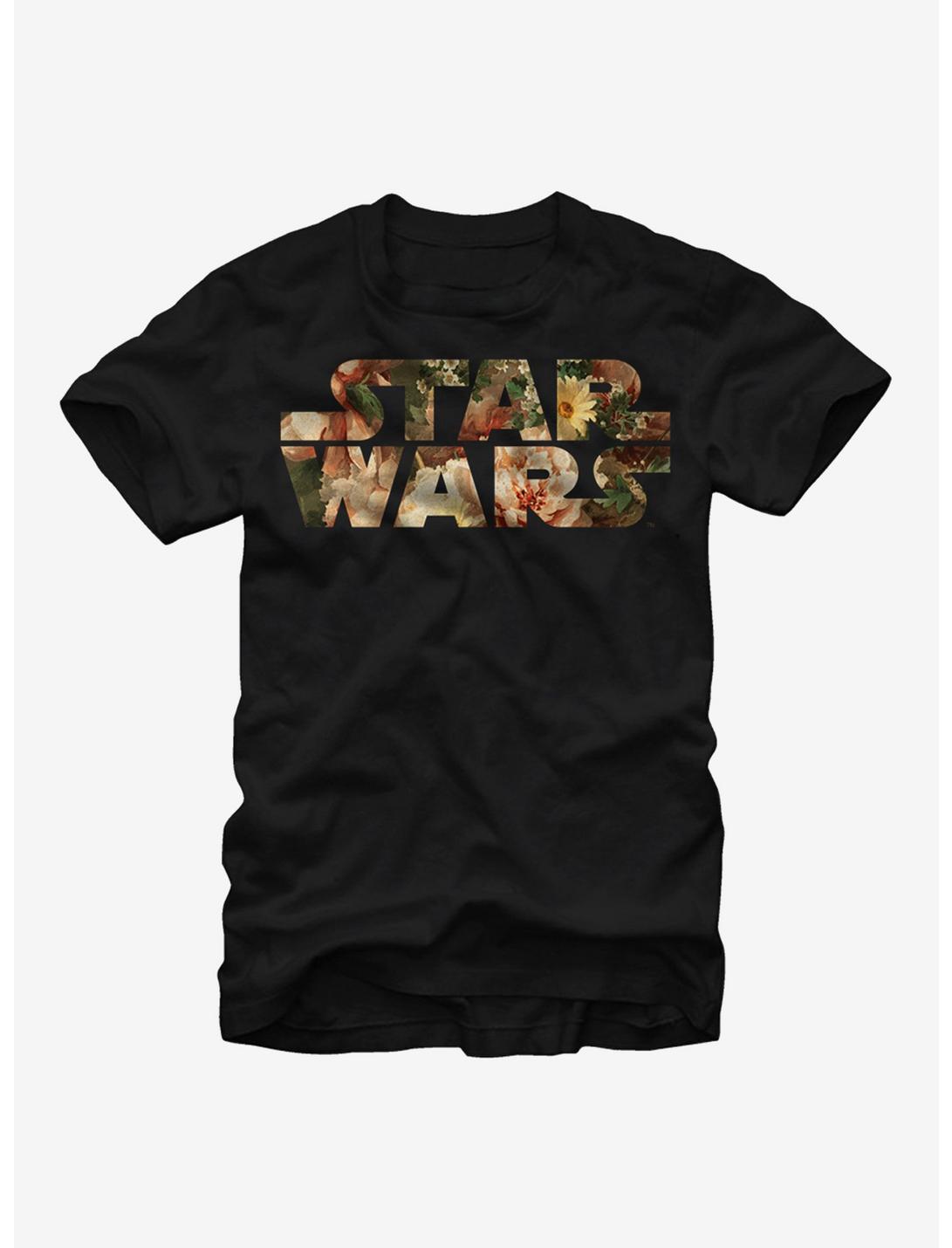 Star Wars Floral Print Logo T-Shirt, BLACK, hi-res