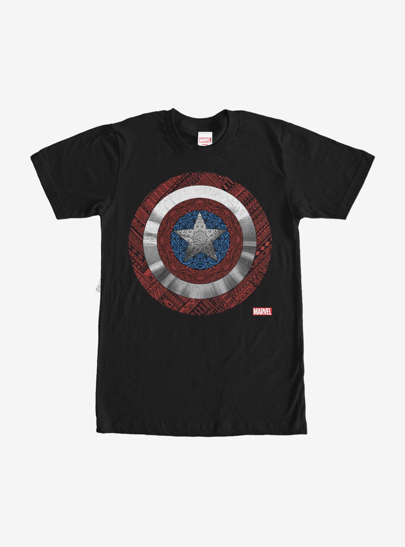 Marvel Ornate Captain America Shield T-Shirt, BLACK, hi-res