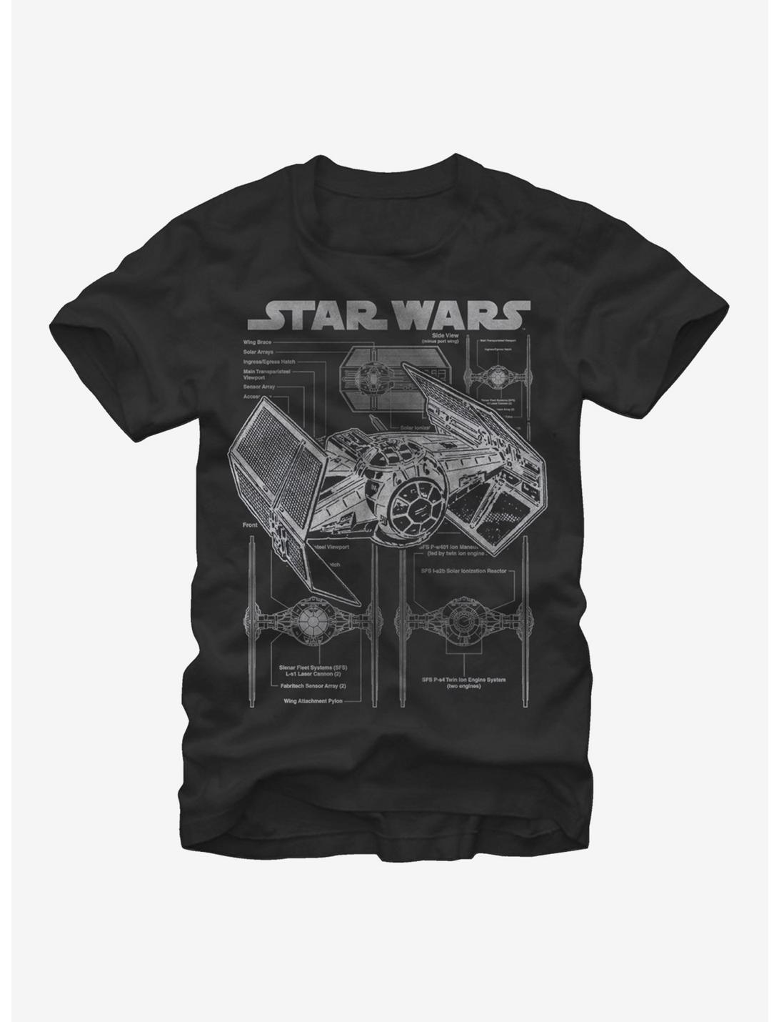 Star Wars TIE Fighter Blueprint T-Shirt, BLACK, hi-res