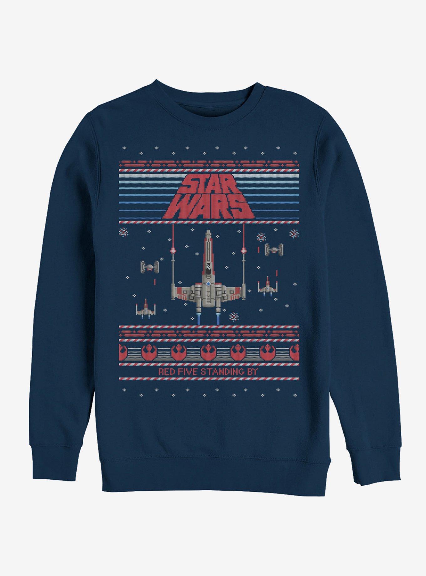 Star Wars Ugly Holiday Red Five Sweatshirt, NAVY, hi-res