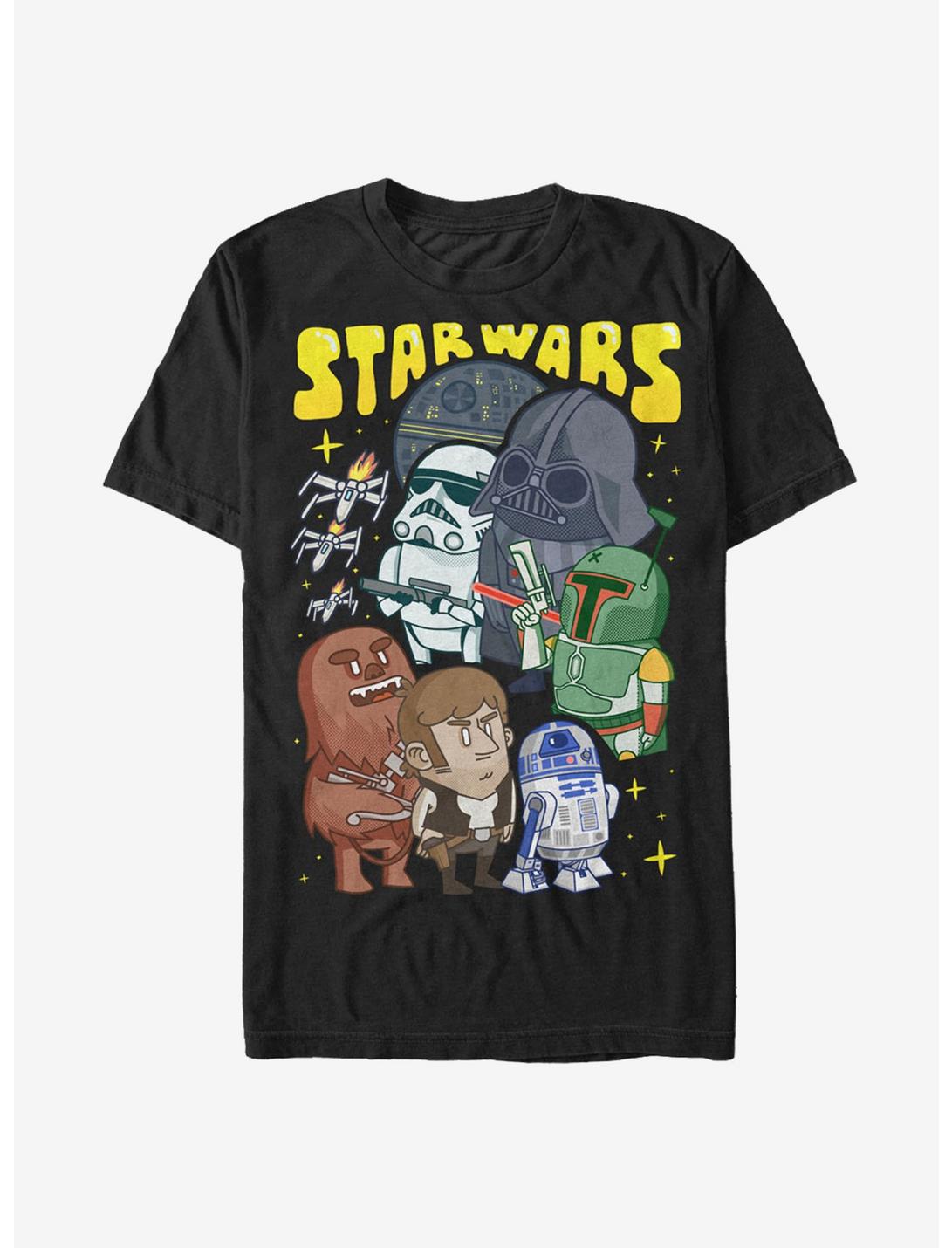 Star Wars Cartoon Character Group T-Shirt, BLACK, hi-res