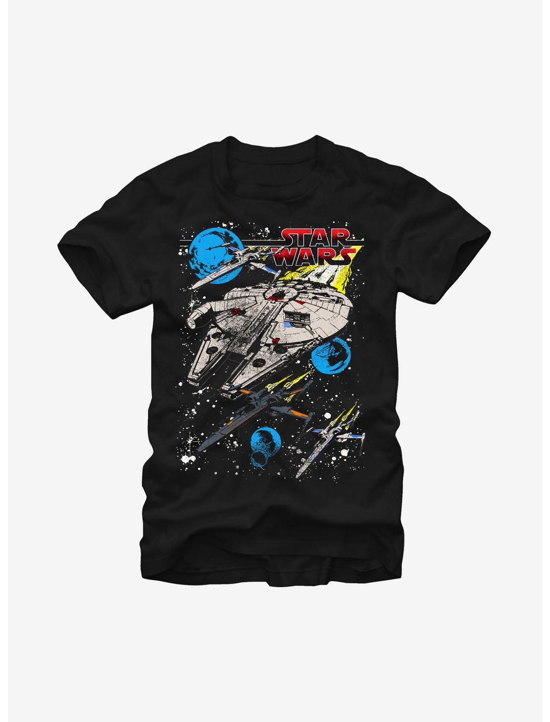 Star Wars Classic Millennium Falcon and X-Wing T-Shirt, BLACK, hi-res