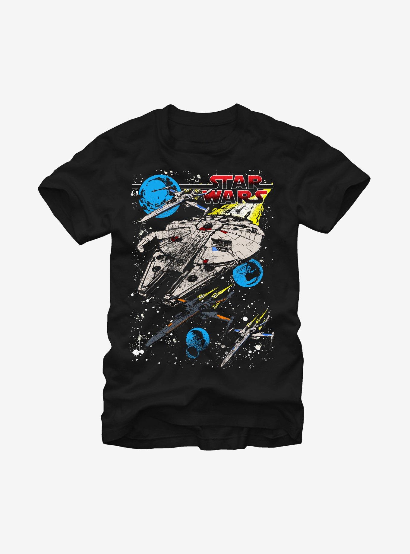 Star Wars Classic Millennium Falcon and X-Wing T-Shirt, BLACK, hi-res