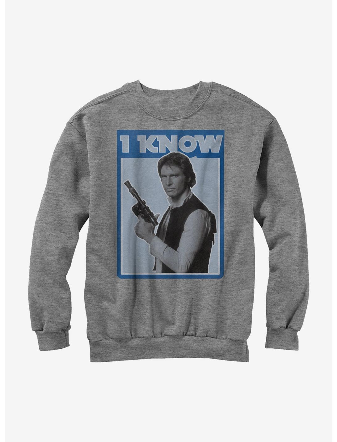Star Wars Han Solo Quote I Know Girls Sweatshirt, ATH HTR, hi-res