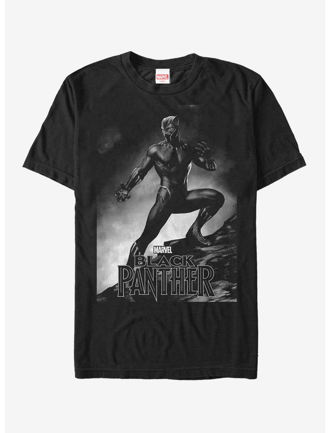 Marvel Black Panther 2018 Grayscale Pose T-Shirt, BLACK, hi-res