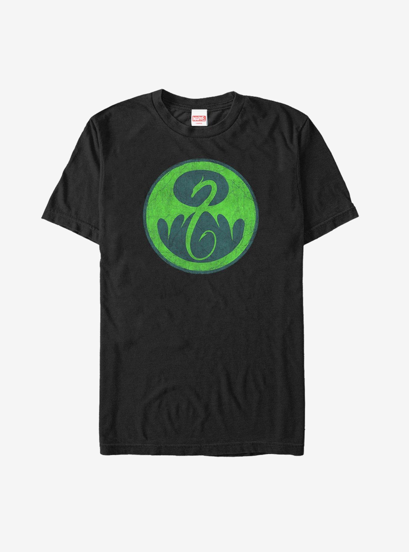 Marvel Iron Fist Cracked Dragon Logo T-Shirt, BLACK, hi-res