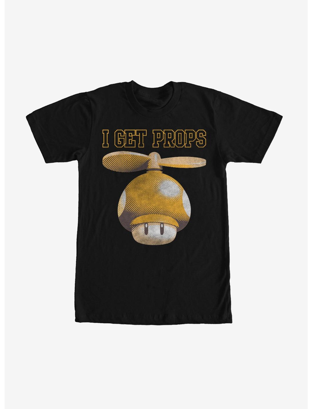 Nintendo Mario Mushroom I Get Props T-Shirt, BLACK, hi-res