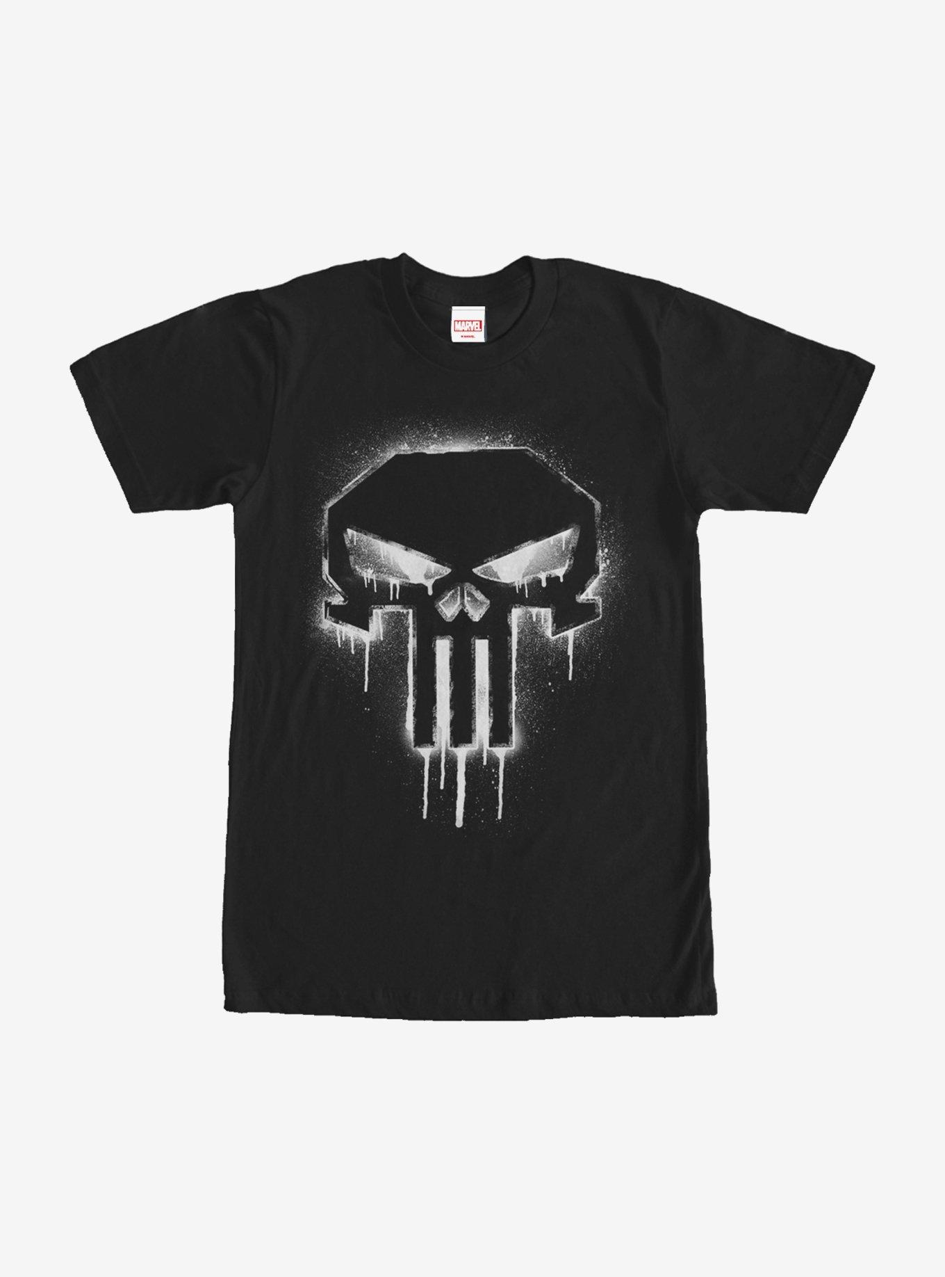 Marvel The Punisher Paint Drip Skull T Shirt BLACK Hot Topic