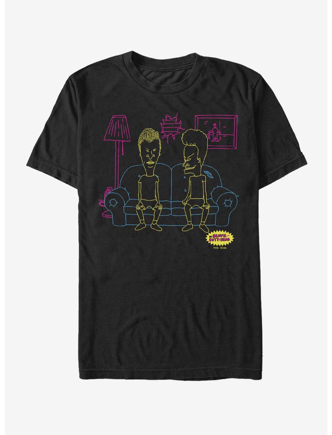 Beavis And Butt-Head Couch Outline T-Shirt, BLACK, hi-res