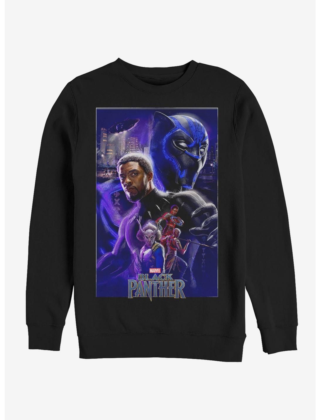 Marvel Black Panther 2018 Character Collage Girls Sweatshirt, BLACK, hi-res