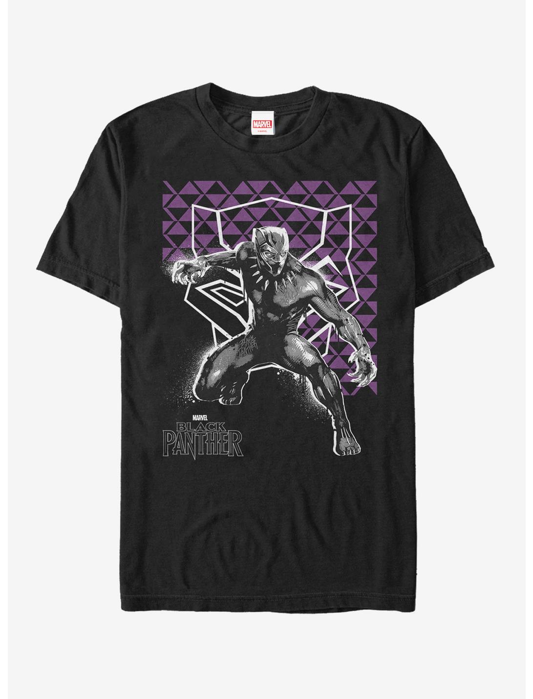 Marvel Black Panther Purple Geometric Pattern T-Shirt, BLACK, hi-res