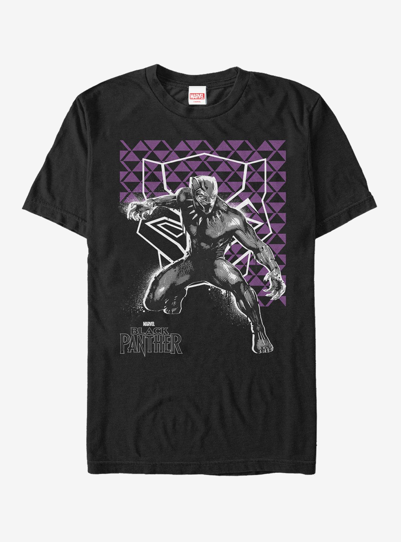 Marvel Black Panther Purple Geometric Pattern T-Shirt, BLACK, hi-res