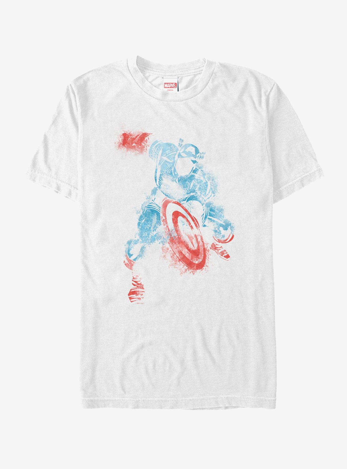 Marvel Captain America Watercolor T-Shirt, WHITE, hi-res