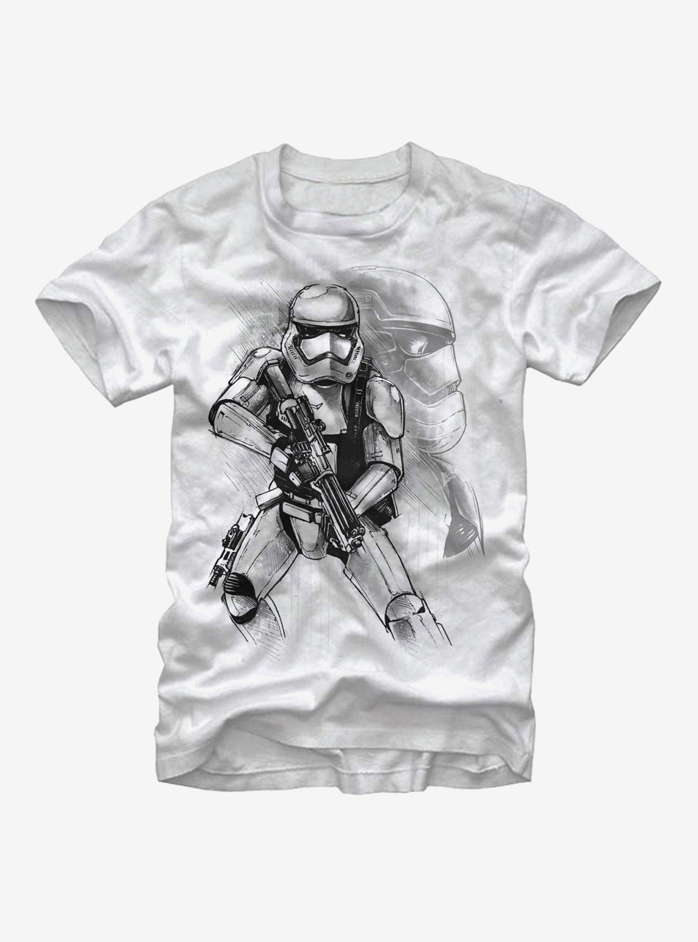 Star Wars First Order Stormtrooper Sketch T-Shirt, WHITE, hi-res