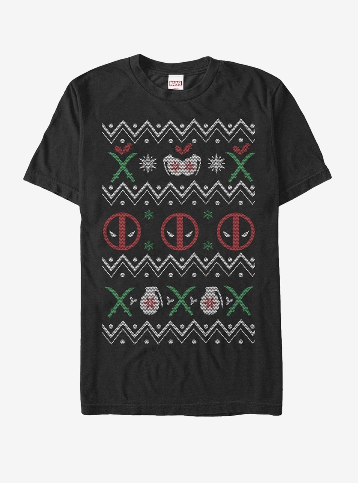 Marvel Deadpool Ugly Christmas Sweater T-Shirt, BLACK, hi-res