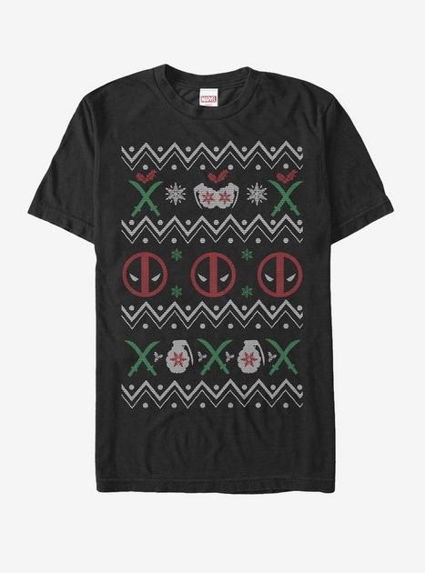 Marvel Deadpool Ugly Christmas Sweater T-Shirt - BLACK | Hot Topic