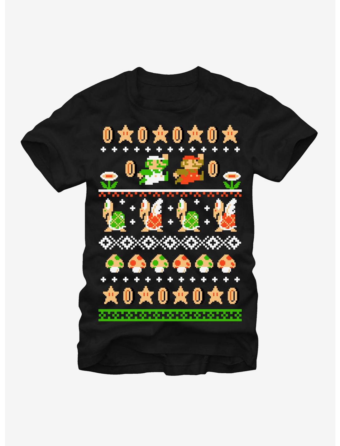 Nintendo Super Mario Bros Pattern T-Shirt, BLACK, hi-res