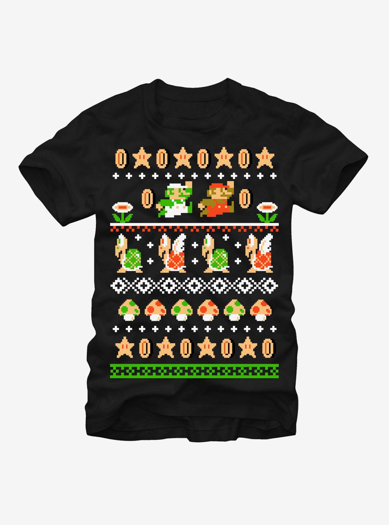 Nintendo Super Mario Bros Pattern T-Shirt, BLACK, hi-res