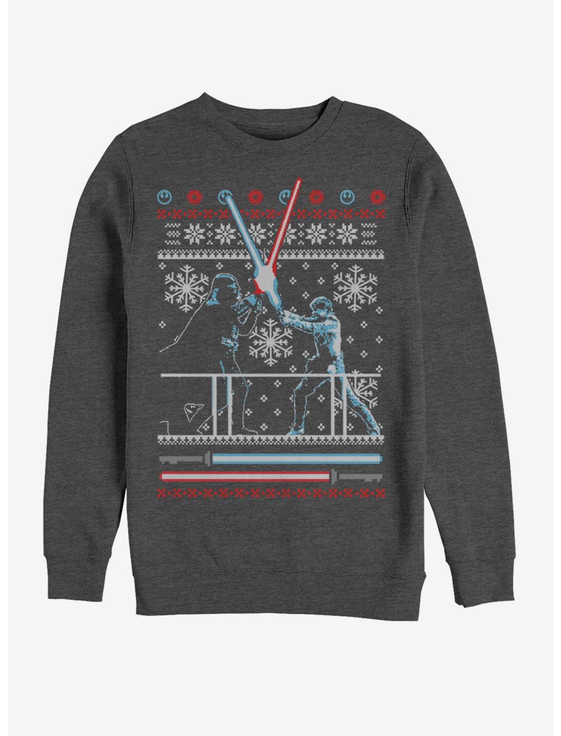 Star Wars Ugly Christmas Sweater Duel Girls Sweatshirt, CHAR HTR, hi-res