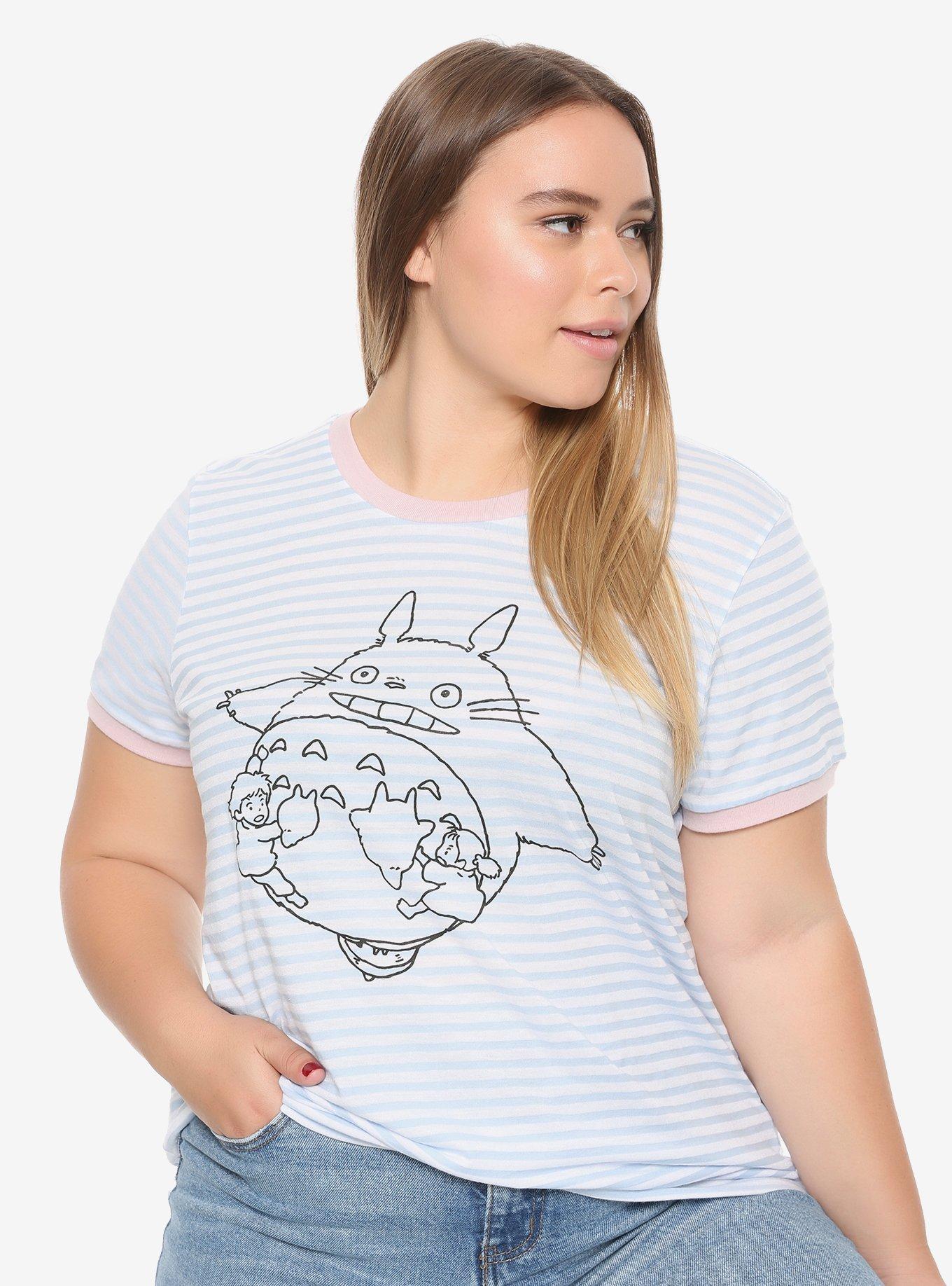 Studio Ghibli My Neighbor Totoro 30th Anniversary Striped Ringer T-Shirt Plus Size, , hi-res