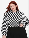 Checkerboard Girls Cropped Sweatshirt Plus Size, MULTI, hi-res