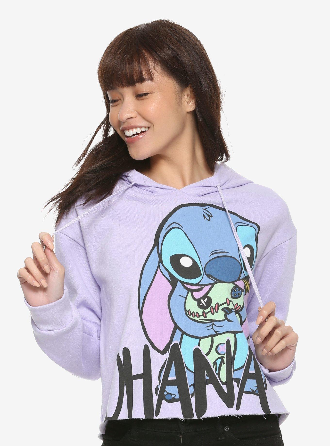 Disney Lilo Stitch Ohana Girls Crop Hoodie