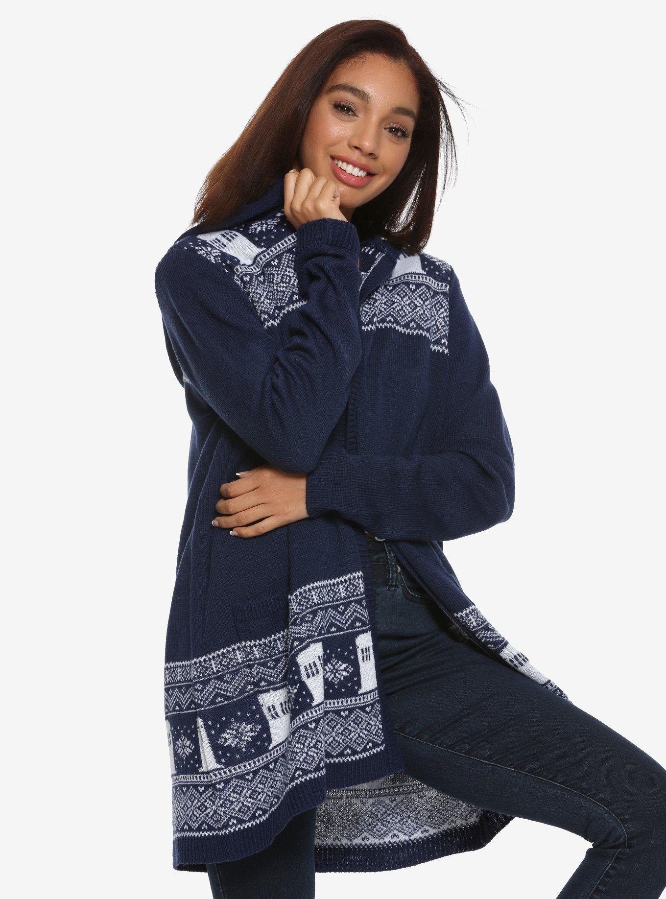 Doctor Who TARDIS Intarsia Hooded Cardigan, MULTI, hi-res
