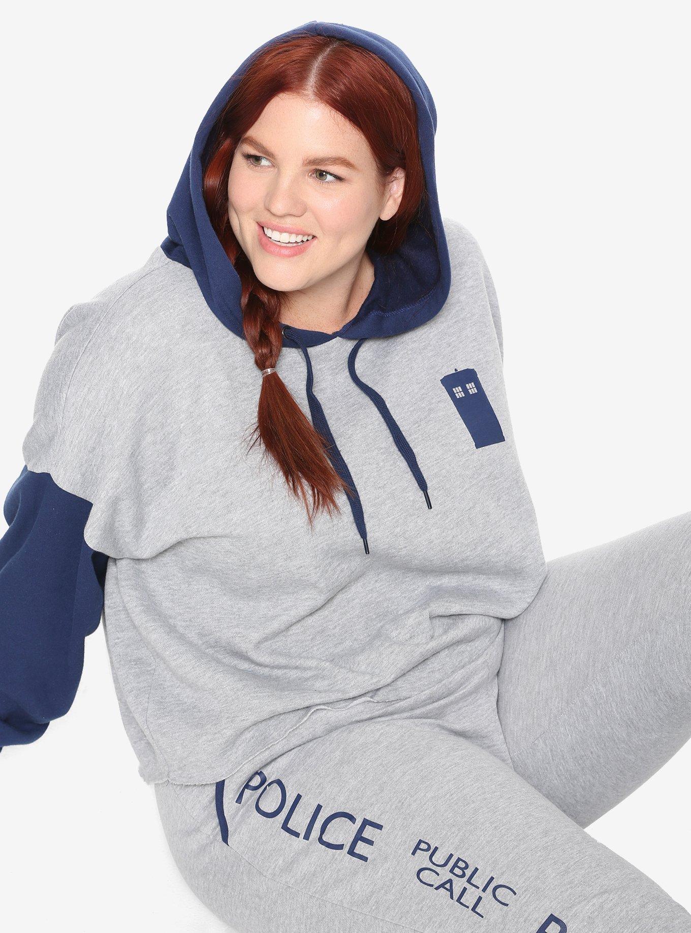 Doctor Who Thirteen & TARDIS Cropped Hoodie Plus Size, MULTI, hi-res