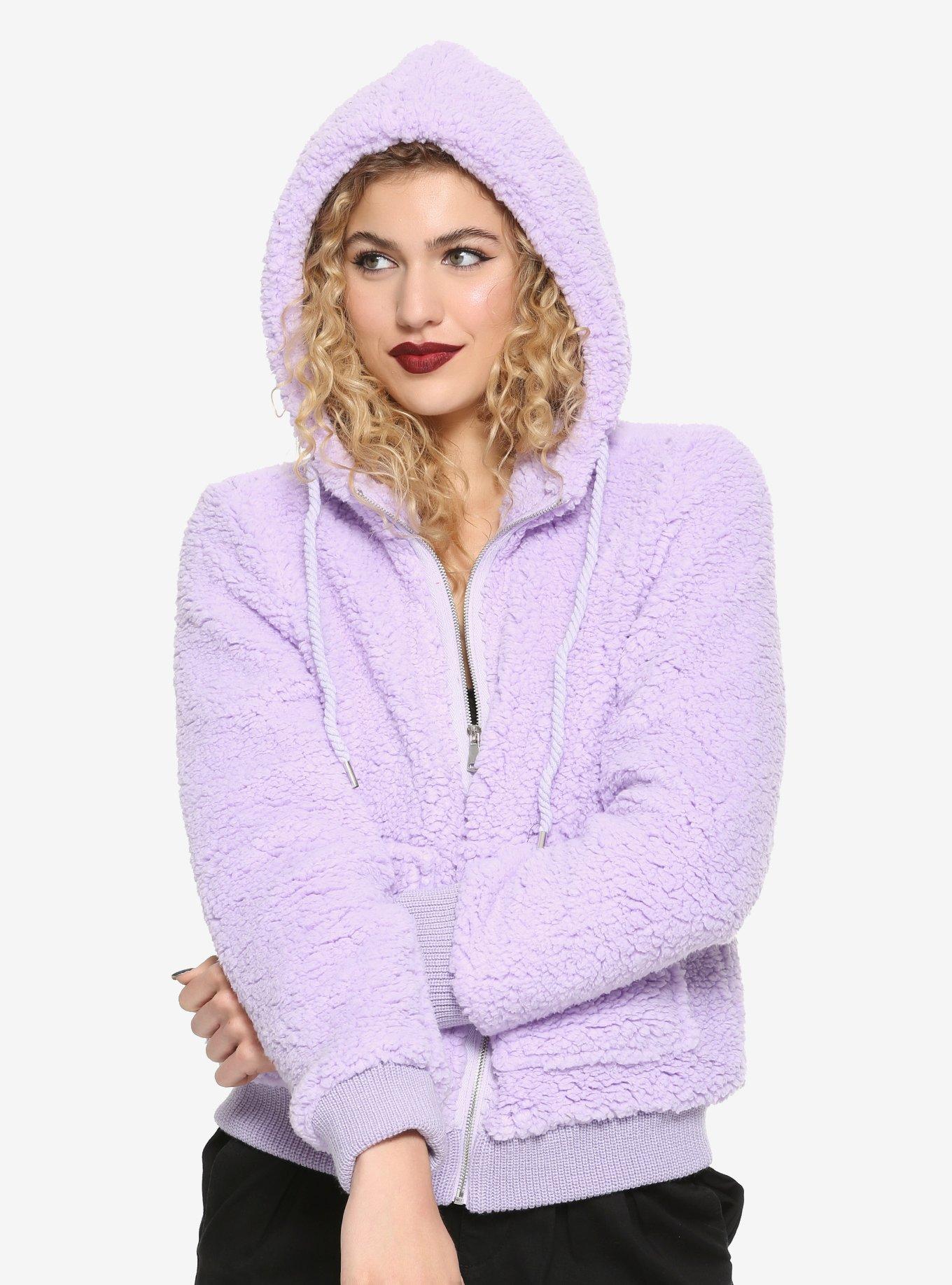 Lavender Fuzzy Girls Hoodie, LAVENDER, hi-res