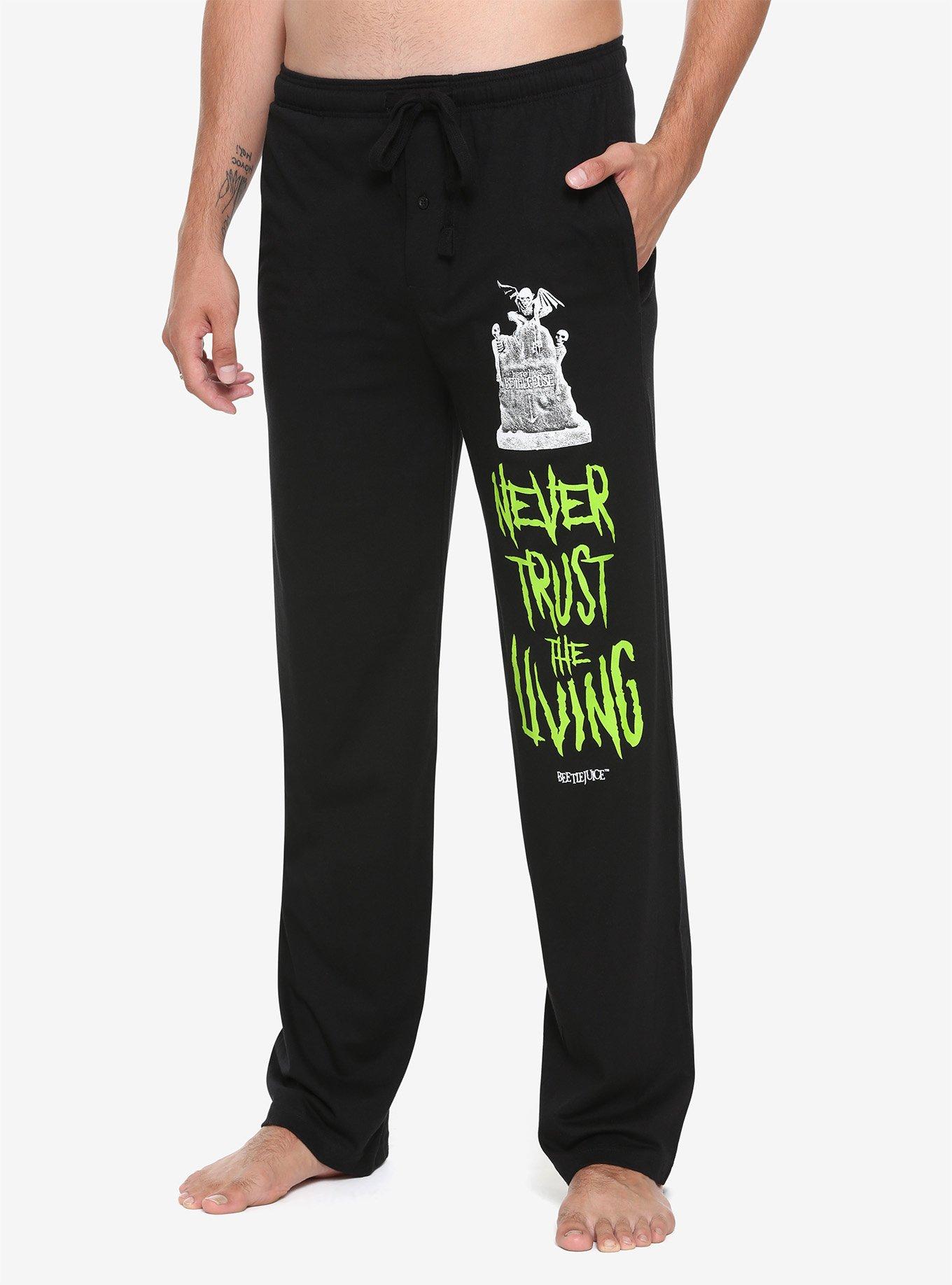 Beetlejuice Never Trust The Living Guys Pajama Pants, BLACK, hi-res
