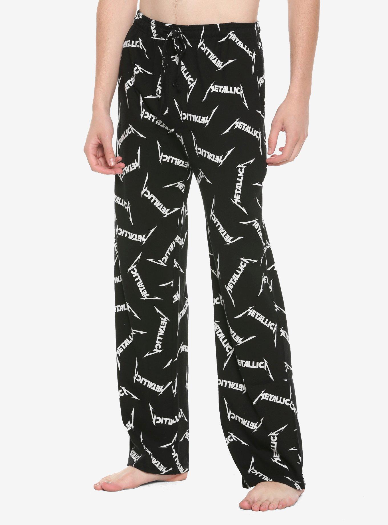 Metallica Logo Pajama Pants, BLACK, hi-res