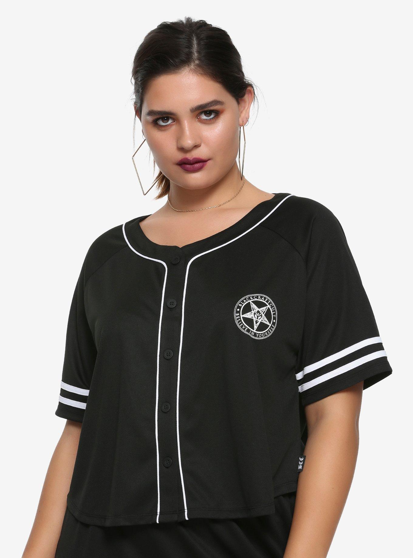 BlackCraft Craft 13 Girls Cropped Baseball Jersey Plus Size, BLACK, hi-res