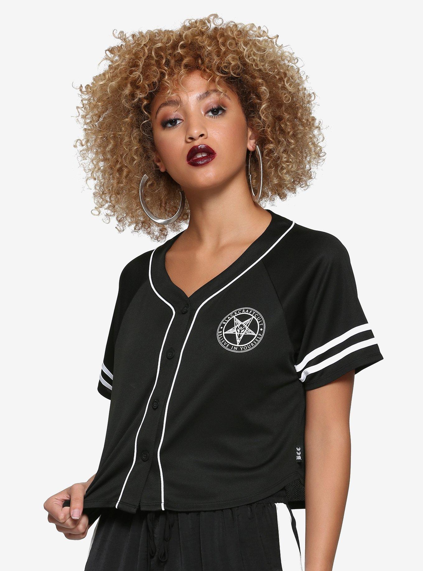 BlackCraft Craft 13 Girls Cropped Baseball Jersey, BLACK, hi-res