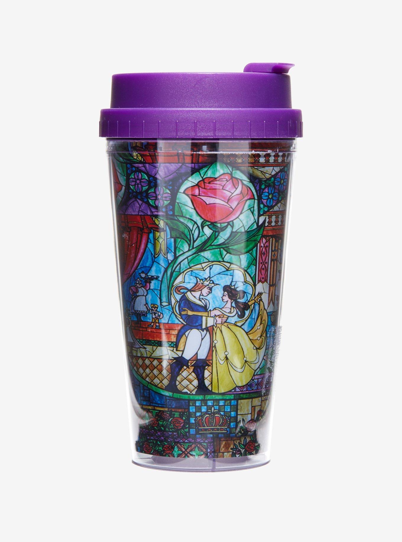 stained glass tumbler/stained glass tumbler beauty and the beast