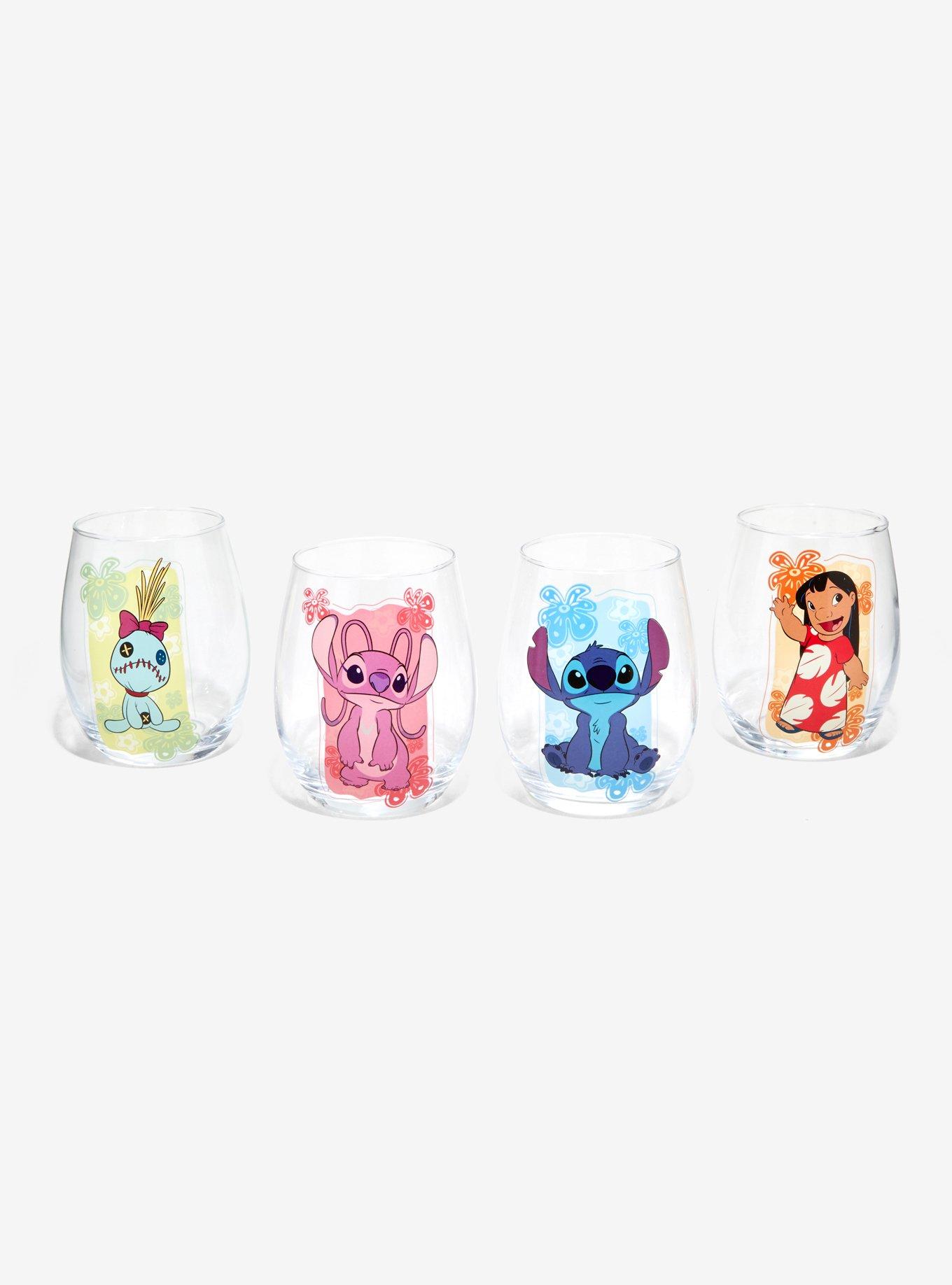 Disney Lilo and Stitch Ohana Means Family Floral Stemless Glasses