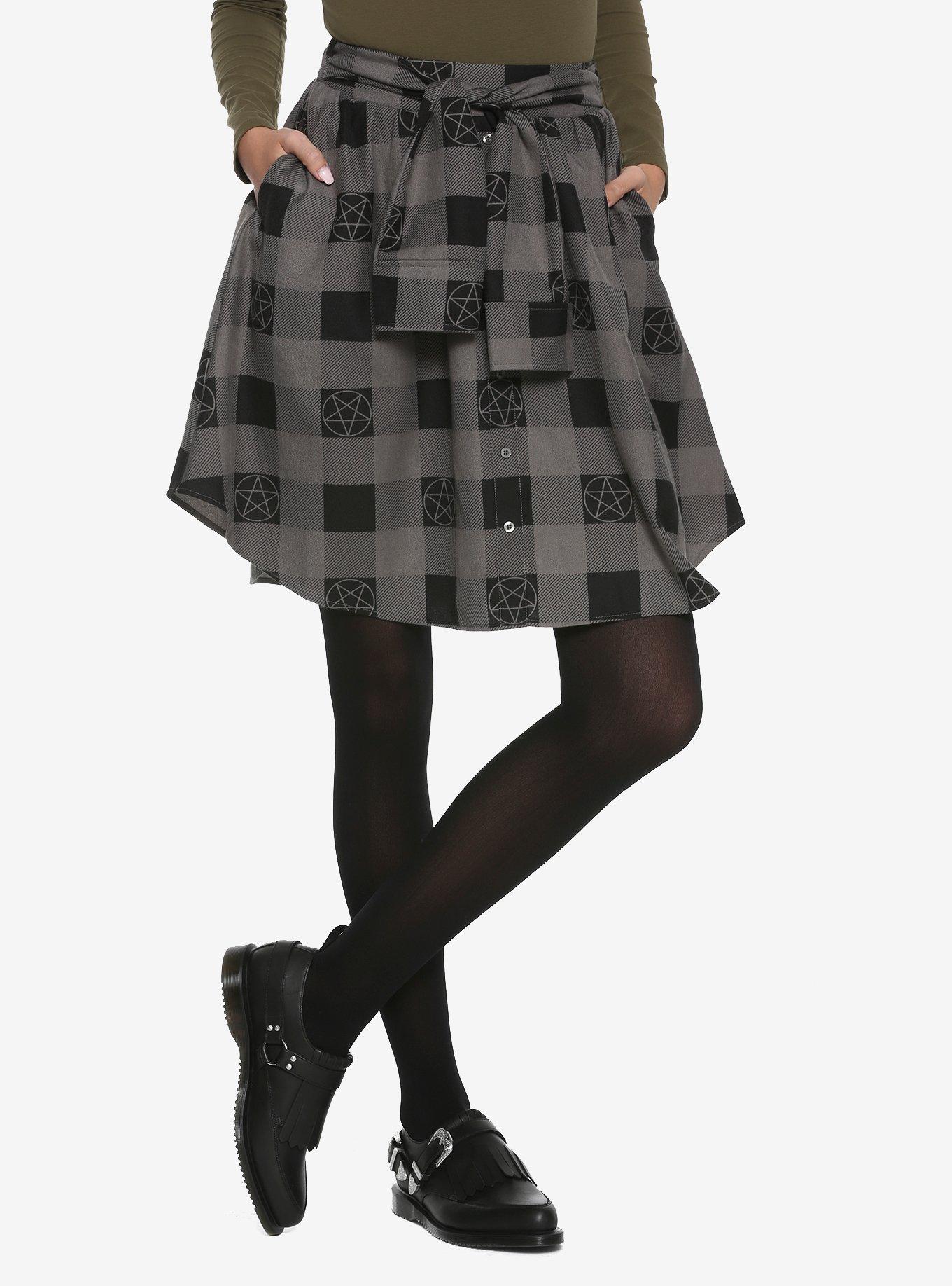 Supernatural Pentagram Plaid Skirt Hot Topic Exclusive, PLAID, hi-res