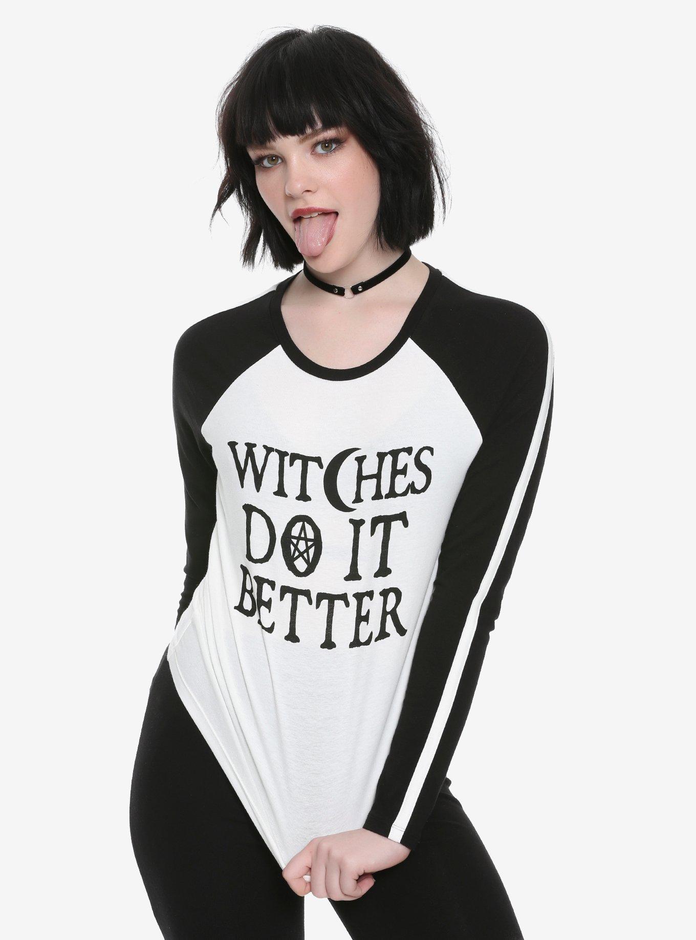 BlackCraft Witches Do It Better Girls Raglan, BLACK, hi-res