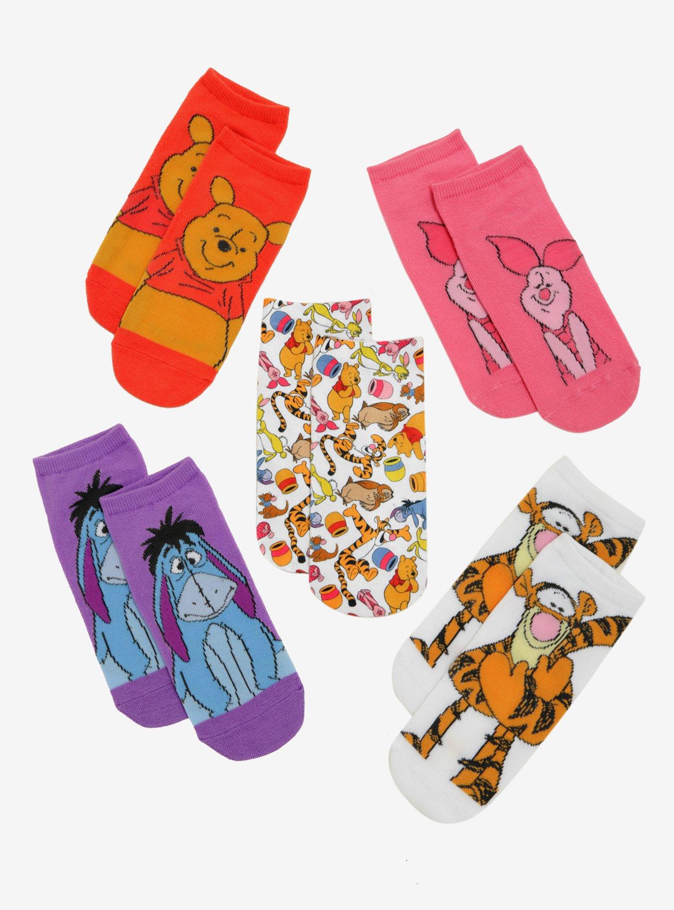 Disney Winnie The Pooh Character Allover Print No-Show Socks, , hi-res