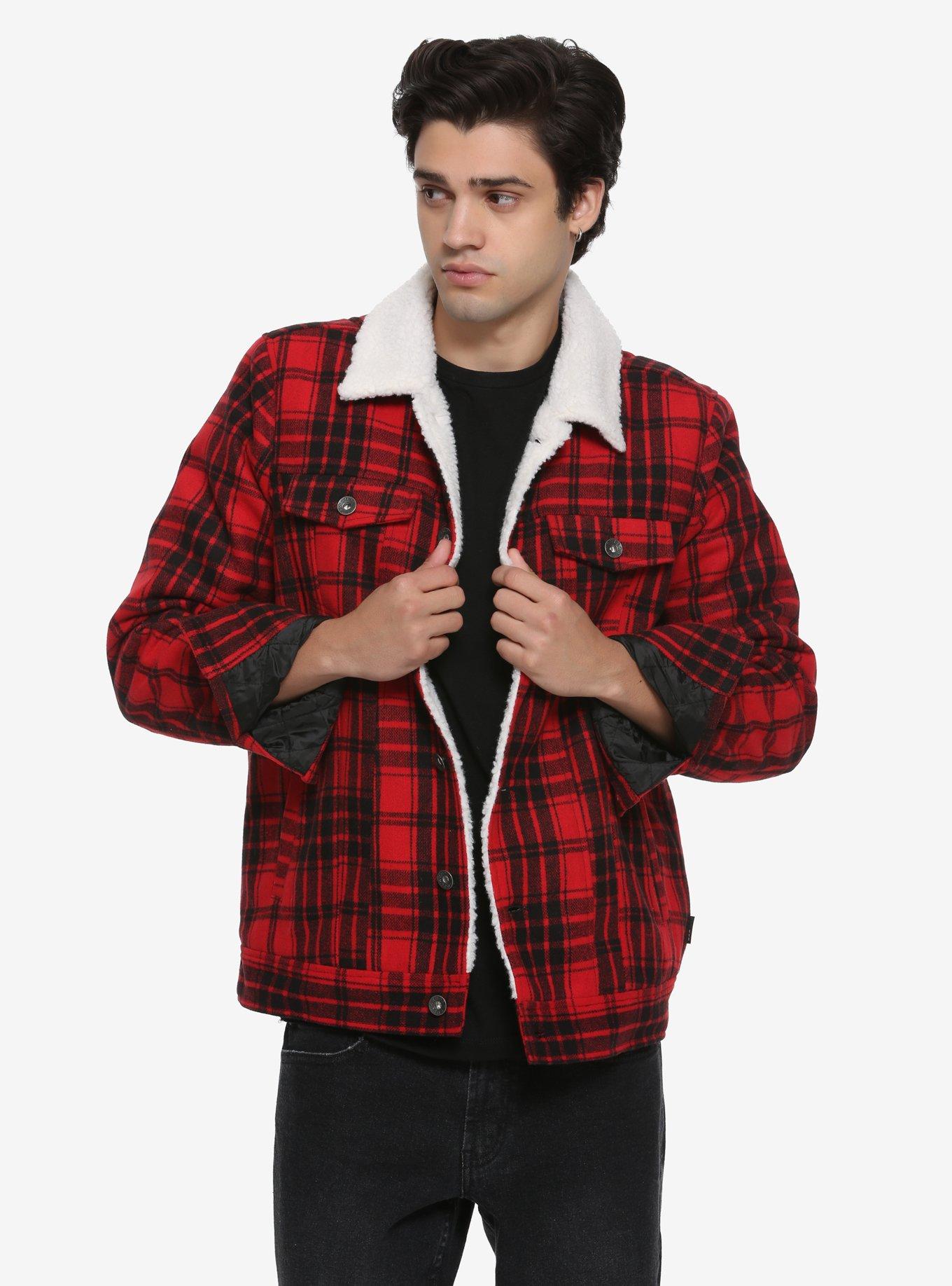 XXX RUDE Buffalo Plaid Sherpa Jacket, PLAID, hi-res