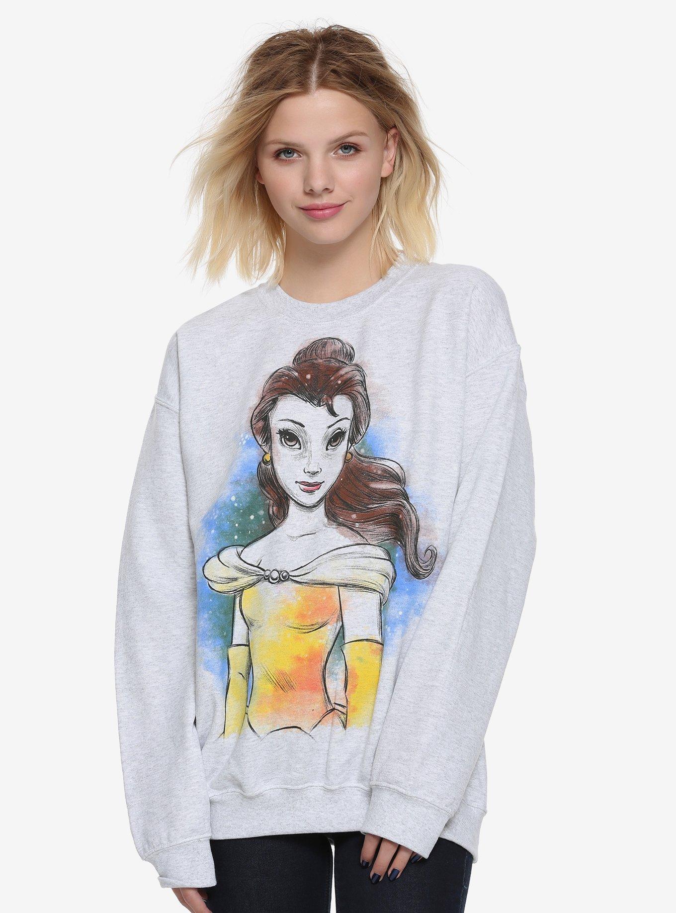 Disney Beauty And The Beast Belle Sketch Girls Sweatshirt, GREY, hi-res