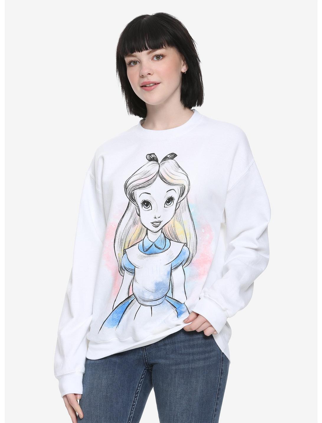 Disney Alice In Wonderland Alice Sketch Girls Sweatshirt, WHITE, hi-res