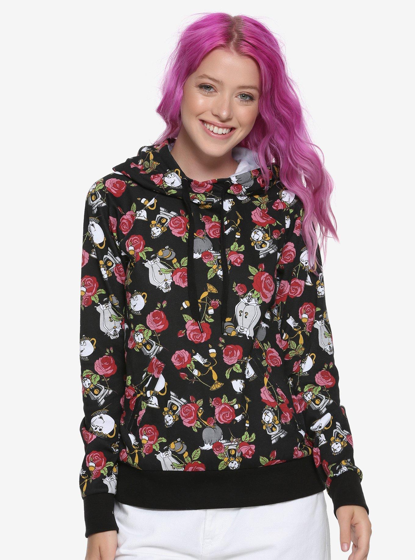 Disney's Beauty And The Beast Floral Objects Girls Hoodie | Hot Topic