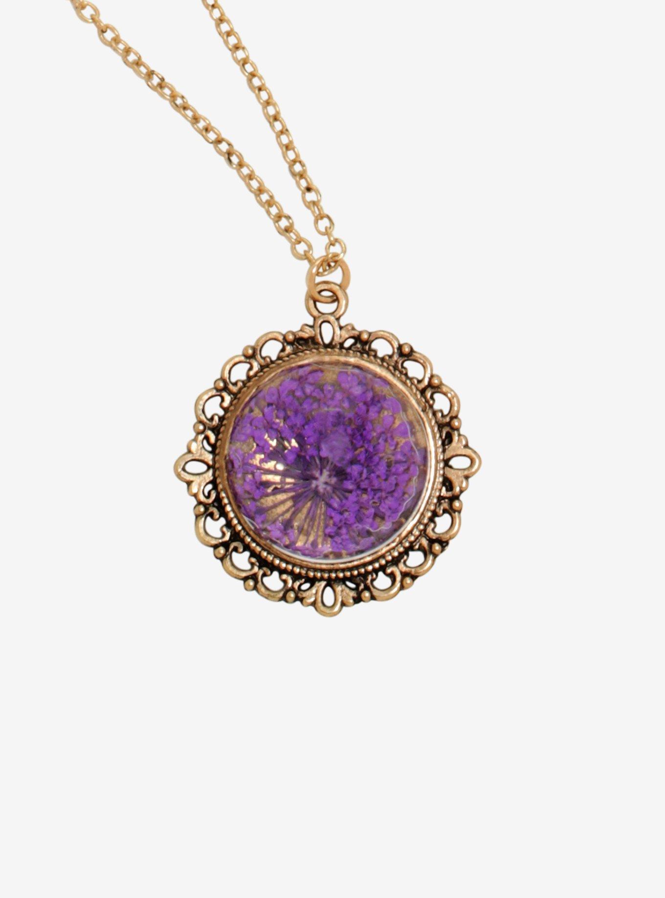 Dried Lavender Flower Necklace, , hi-res